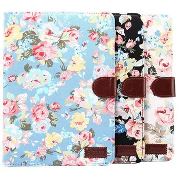 

Flower Pattern Case For iPad air 2 9.7 2017 2018 Cloth Grain PU Leather + Hard PC Card Cash Slot Stand Case Cover Skin