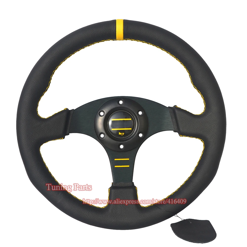 flat style leather car steering wheel game steering wheel 330mm (4)