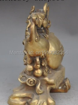 

7"chinese fengshui brass wealth zodiac sheep goat animal Auspicious lucky statue