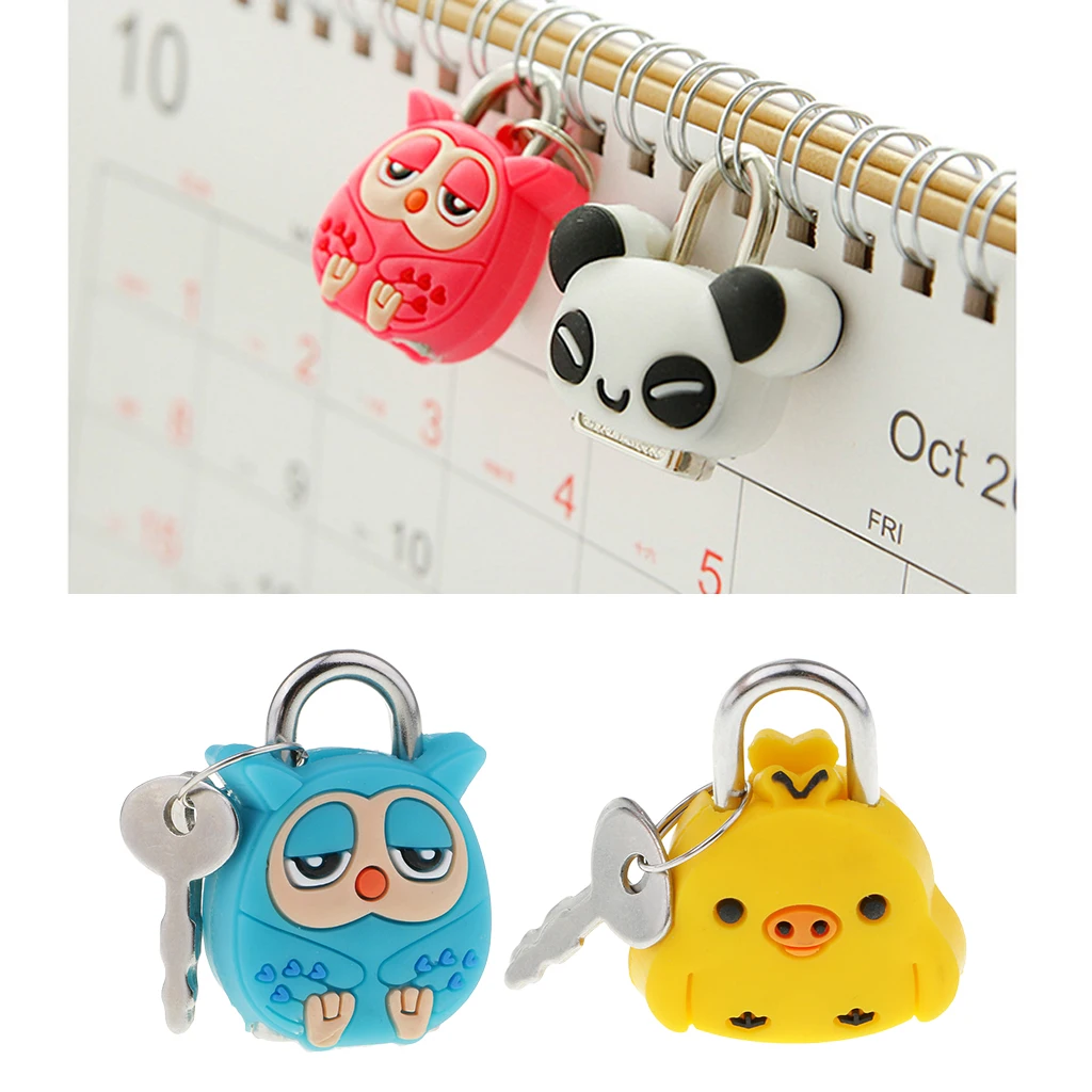 1 Set Silicone Metal Cute Animal Mini Cartoon Lock Novelty Padlock for Suitcase Luggage Safety for Drawers Closets DIY Craft 