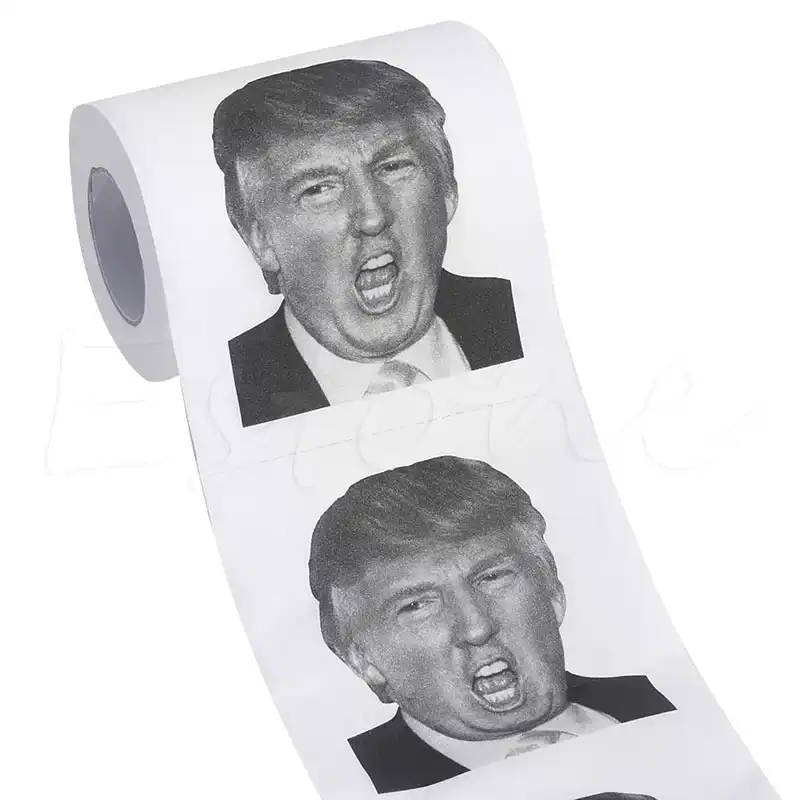 1 рулон напечатанной туалетной бумаги Дональда Трампа с напечатанным юмором домашняя ванная комната туалетный рулон бумажных салфеток 2 слоя 240 листов - изображение