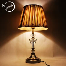 Современный минималистичный тканевый Хрустальный Настольный светильник, винтажный, E27 светодиодный, 220 В, новинка, настольная лампа для чтения, прикроватная, для ресторана, офиса, отеля