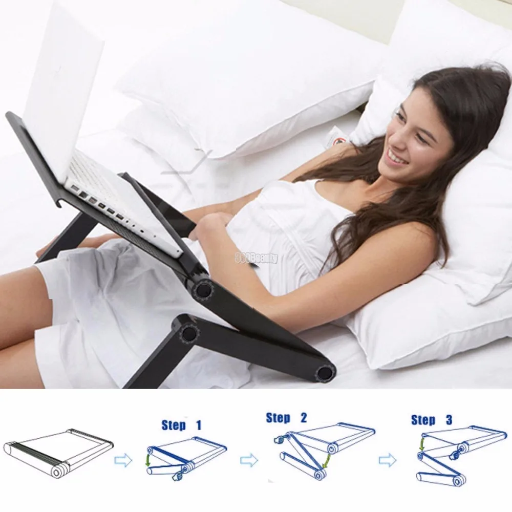 Portable Foldable Adjustable Laptop Desk Computer Table Stand Tray For Sofa Bed Black Folding desk wear-resistant aluminum alloy Portable Foldable Adjustable Laptop Desk Computer Table Stand Tray For Sofa Bed Black Folding desk wear-resistant aluminum alloy