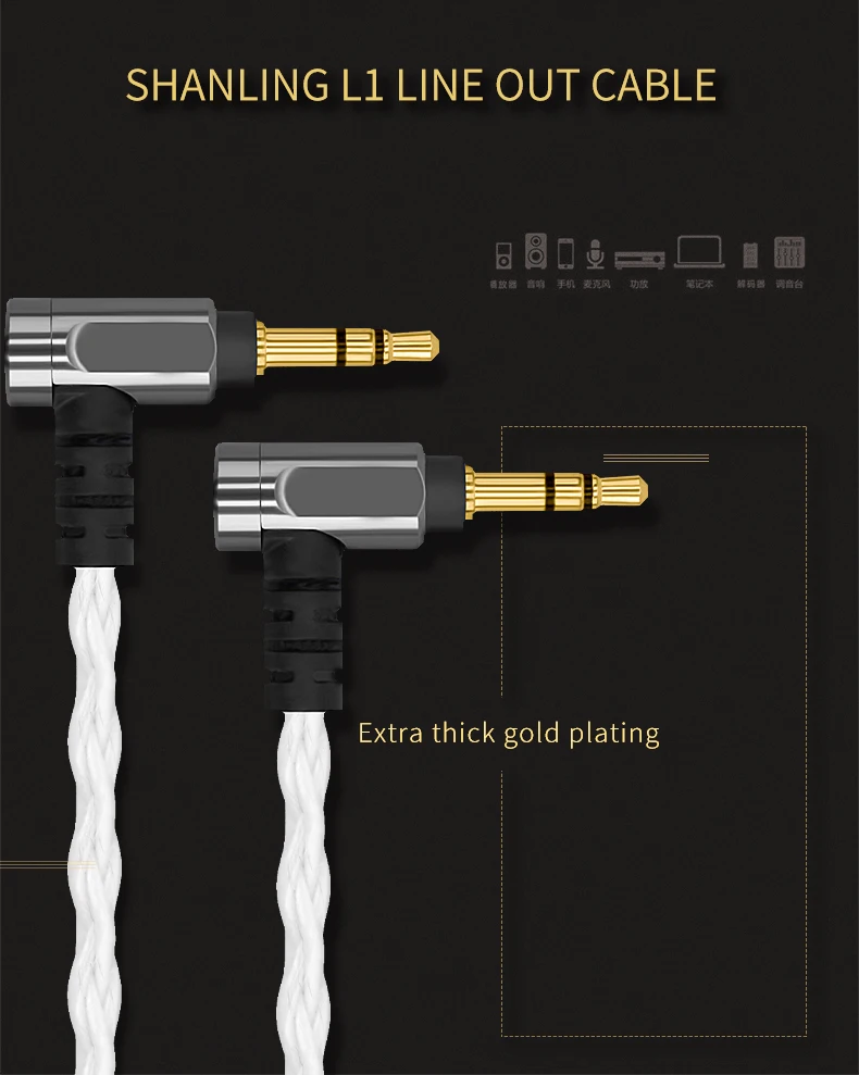 Shanling L1 3,5 мм до 3,5 мм Hi-Fi аудио линейный выход кабель для Hi-Fi плееры усилители для наушников мобильных телефонов