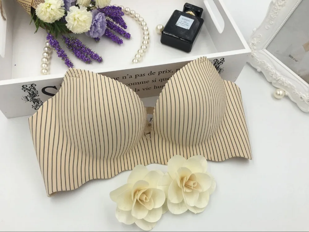 Baharcelin ABC чашки новые женские молодая девушка Push-Up Bra Бесшовные провода бесплатно французские Романтический собрались полосатый бюстгальтер милые женское бра