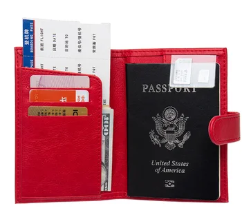 

Large Capacity Buckle Passport Holder Business ID Card Covers Easy Closing Bags for Passport Ticket Emboss NAME LOGO