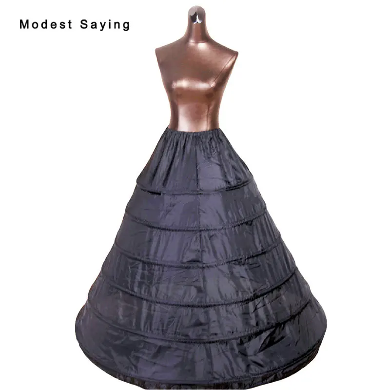 2017 High Quality 6 Hoops Black Slip Petticoat Underskirt For Ball Gown