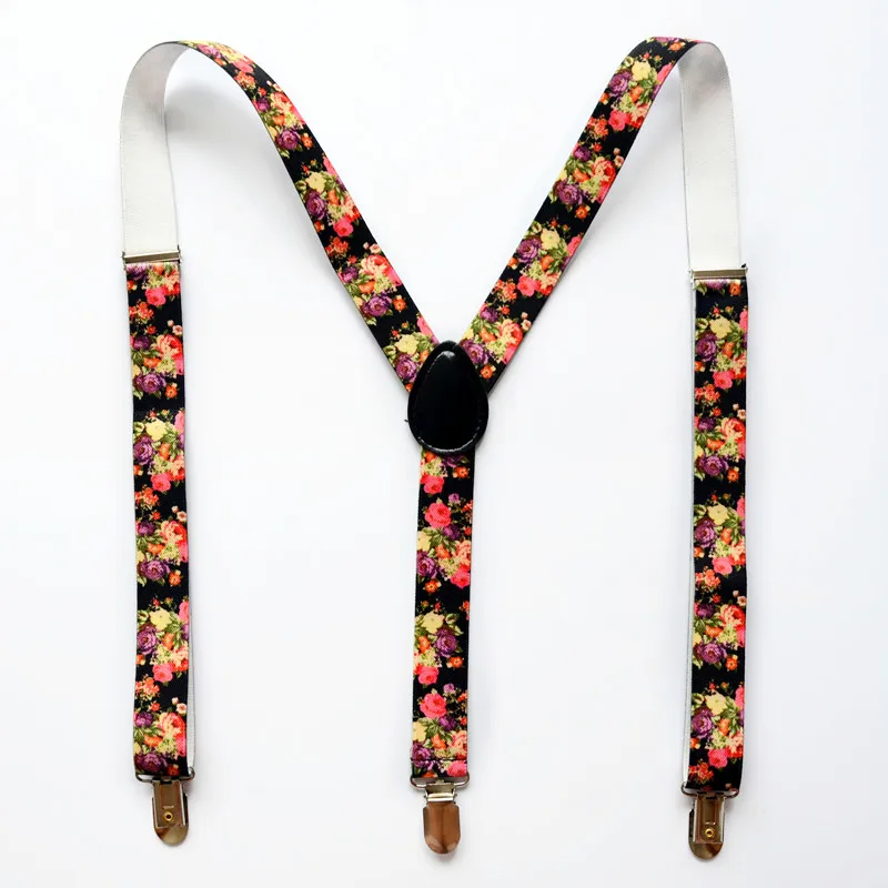 Womens Fashion SEXY Flower Print Suspenders Braces Clip on Y Back