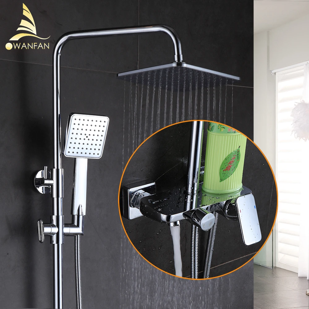 Bath Shower Faucet Chrome Bath Shower Set Wall Mounted Bathtub Faucet