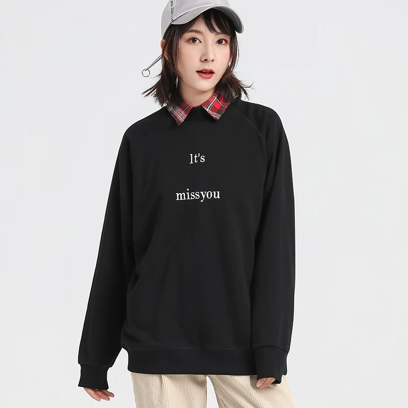 

Jvzkass 2019 new spring irregular round neck female fashion pullover raglan sleeves wild small fresh loose Sweatshirt Z304