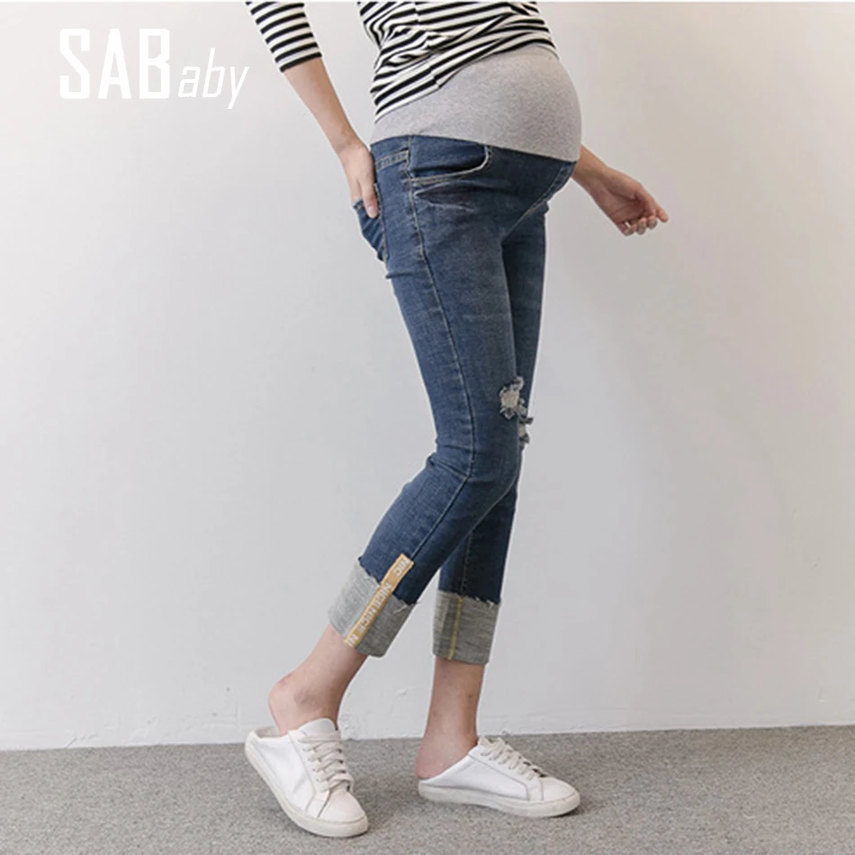 Fashion Ninth Jeans Maternity Pants Abdominal Pants for Pregnant Women