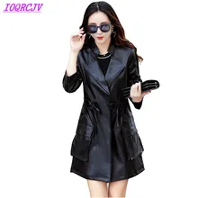 Весенняя женская кожаная куртка модная английское пальто cuir femme Большие размеры 5XL стекаются согреться кожаная ветровка IOQRCJV H193