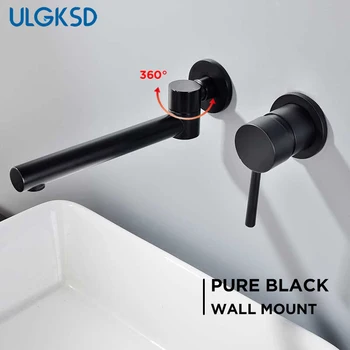 

ULGKSD Basin Faucet Black/Bronze Brass Single Handle Vessel Sink Bathroom Mixer Tap Wall Mount Fold For Washbasin Faucets