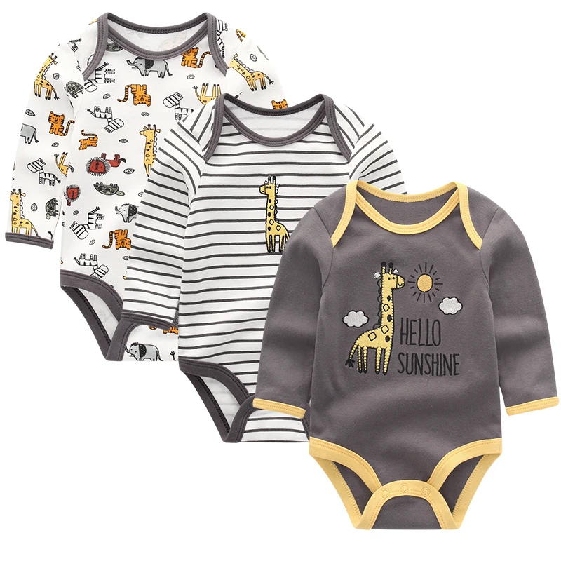 Комбинезоны унисекс для младенцев 0 12 месяцев 3 шт./лот|Ромперы| |