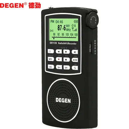 Degen DE1126 коротковолновый DSP AM мини fm радио ducha с 4 Гб MP3 плеер+ диктофон+ экран+ перезаряжаемый аккумулятор