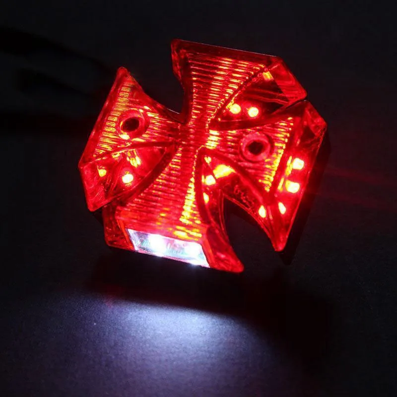 Mayitr Universal Motorcycle Mini LED Cross Brake Lamp License Plate Light Motorbike Rear Tail Light For Dirt Bike Chopper