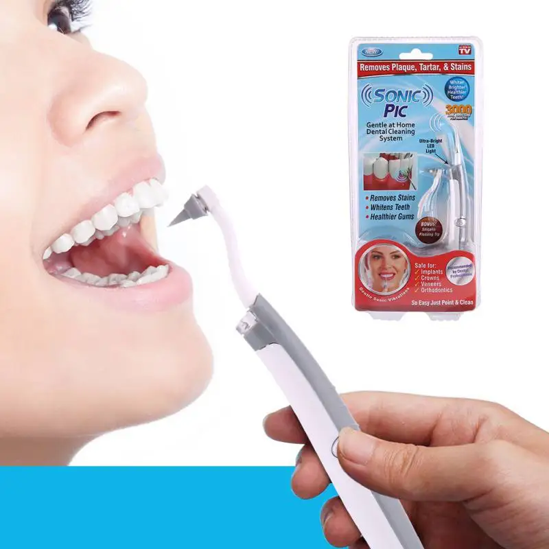 

Electric Sonic Pic Tooth Stain Eraser Plaque Remover Dental Cleaning Tool Kit Tooth Teeth Whitening Sonic Tooth Pic