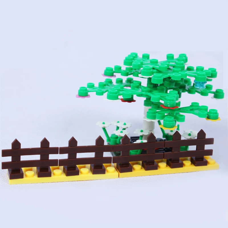 

100pcs Garden City DIY Brick Parts Fence Block City Bush Trees Plants Compatible with Legoeings Block Part Children Toys Gifts