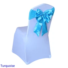 Бирюзовый цвет стул пояс Бабочка Стиль атласный пояс с лайкрой пояс подходит для всех стульев спандексовые свадебные чехлы на стулья пояс