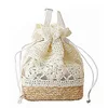 New Drawstring Straw Beach Bags Female Handmade Fashion Printing Travel Backpack Summer Fresh Floral Double Shoulder Bags B535 2