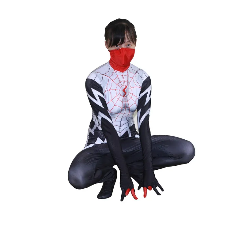 Ainiel Шелковый костюм Синди Мун спайдергерл, спандекс, Женский/Детский костюм зентай для косплея, костюм Человека-паука на Хеллоуин