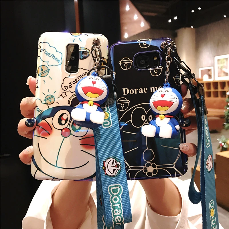 Милый чехол sam s10 мягкий накладка Blue Ray Doraemon для Samsung Galaxy S10 S8 S8plus S9 plus Note 9 8 + игрушка