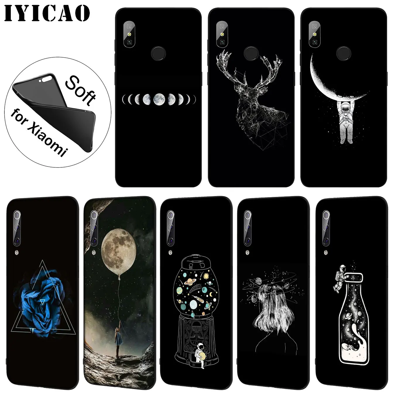 Мягкий силиконовый чехол для телефона IYICAO Space Moon Astronaut Milky Way Xiaomi Mi 10 9 9T CC9 CC9E 8 SE A3 Pro