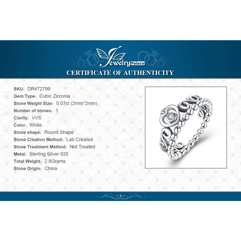 JewelryPalace Vintage 925 Sterling Silver Princess Crown Cubic Zirconia Ring Beautiful Gifts For Women 2018 New Hot JewelryPalace Vintage 925 Sterling Silver Princess Crown Cubic Zirconia Ring Beautiful Gifts For Women 2018 New Hot