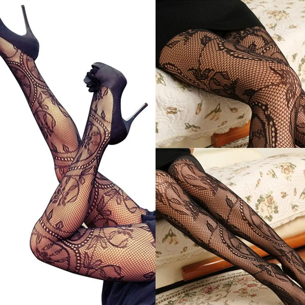

hirigin 2018 Sexy Women Lingerie Stockings Hollow Out Women Thigh high Stockings Mesh Pantyhose Tattoo Lace Fishnet