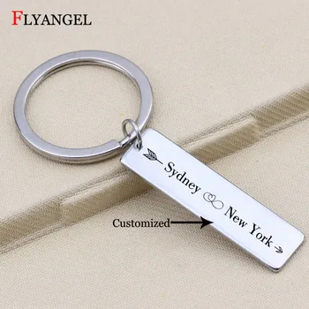 

Fashion Customized Cities Keyring Fashion Women Men Friends Key Chain Gift Creative Bag Car Distance Couples Keychain Jewelry