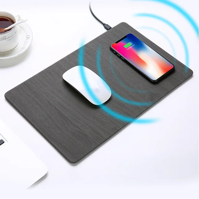 Fast Wireless MousePad Charger,2 in 1 Mouse Pad/Mat Wood With Wireless Charger for iPhone X iPhone 9 8/8 9Plus Samsung Note 8/S9