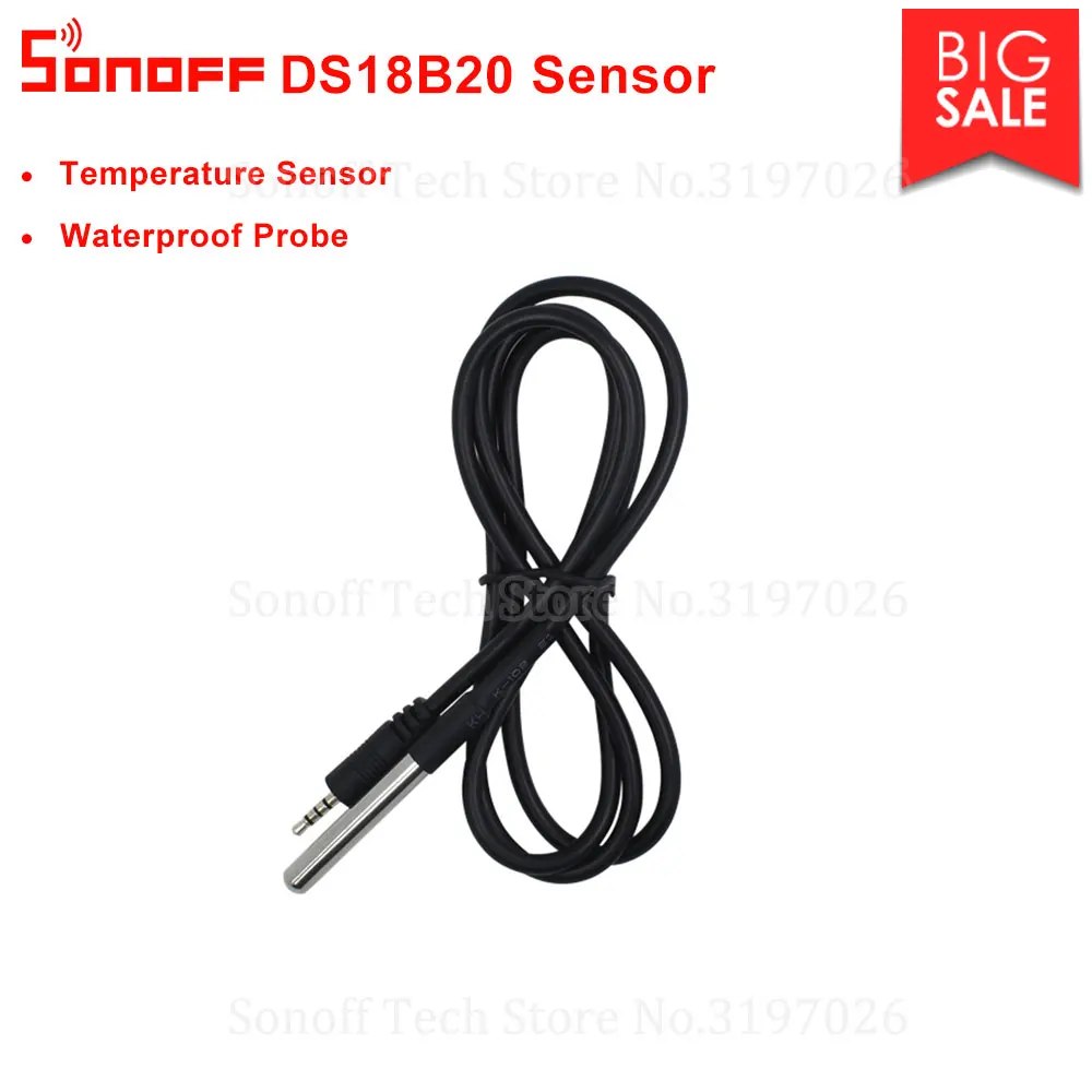 

Itead Sonoff DS18B20 Temperature Waterproof Probe Sensor Monitor Module Compatible With Sonoff TH10/TH16 Remote Controller
