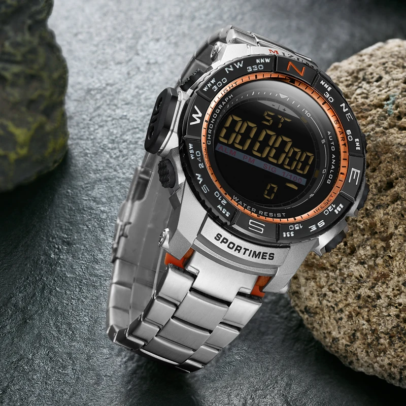 full golden steel band led digital watches for men cool big case sports watches waterproof military watch whoolesale drop shipping (15)
