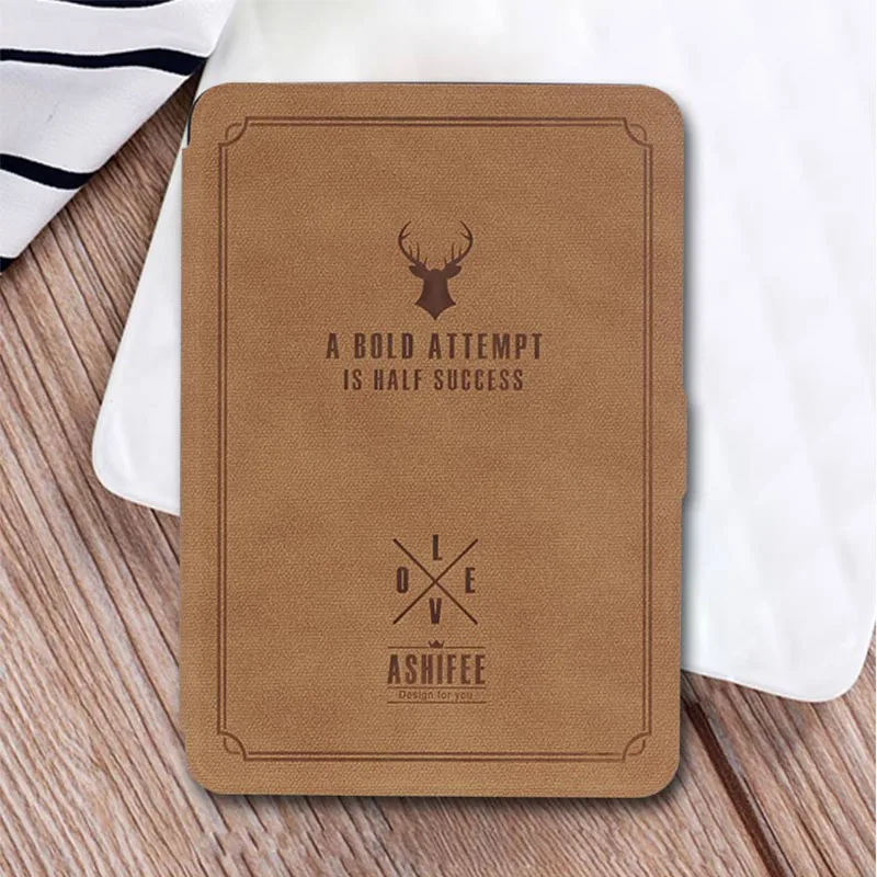 Slim For Amazon Kindle Paperwhite 1 2 3 Case Cartoon Deer Printed PU Leather Cover for Kindle Paperwhite 123 Ebook cover 6''     (3)
