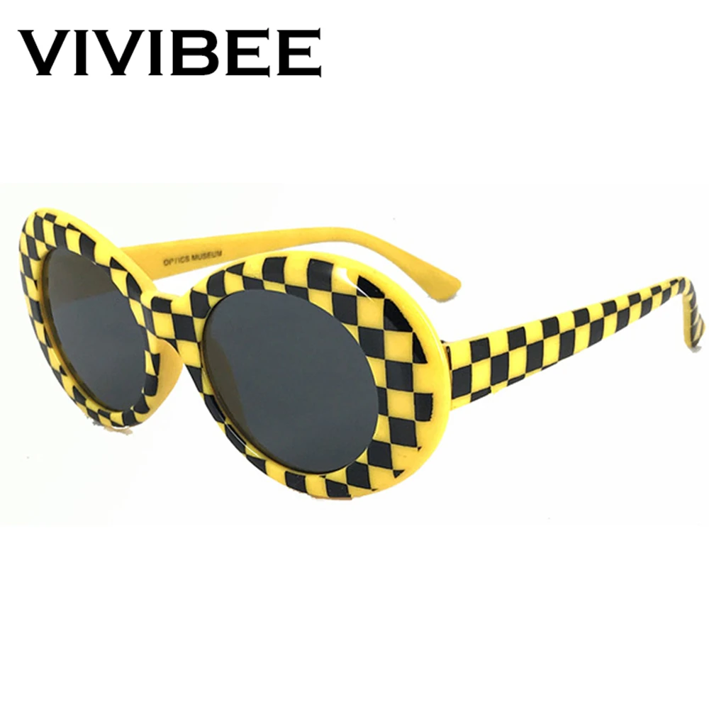 Очки VIVIBEE Женские клетчатые в стиле Курта Кобейна небольшие брендовые Овальные