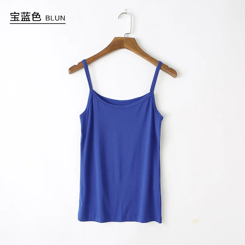 royalblue Удобные и дышащие майки на подкладке из вискозы, женские короткие майки, большие размеры, летние майки на подкладке для девочек - Цвет: royalblue