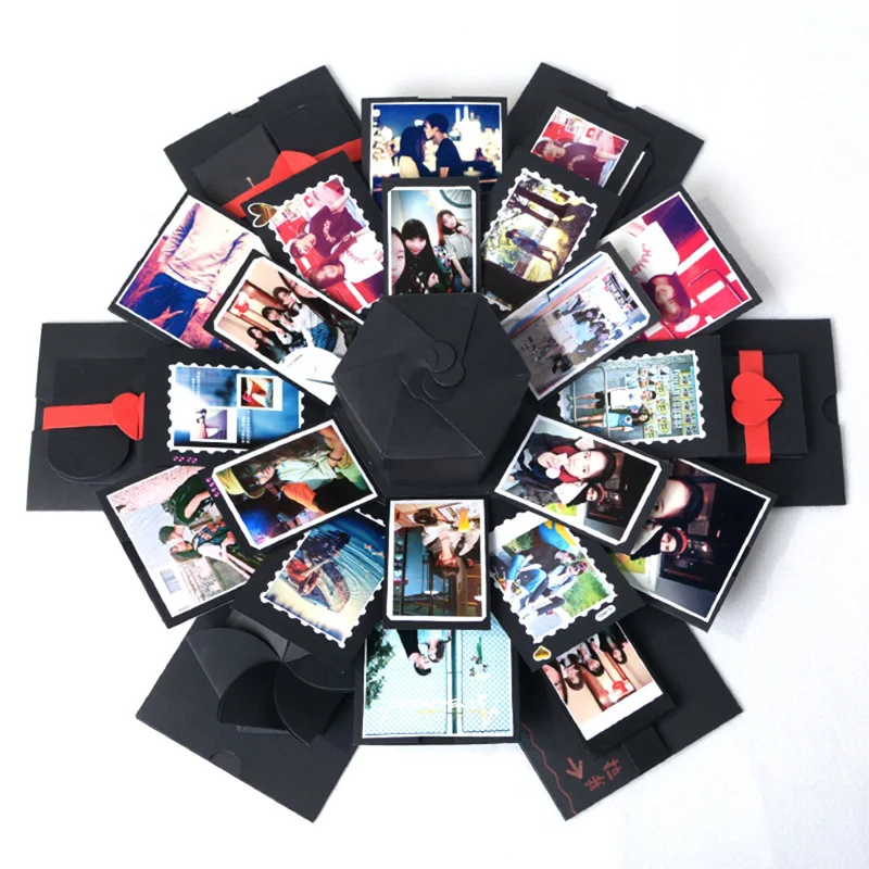 

Valentine's Day Present DIY Photo Album Surprise Love Explosion Box Gift for Anniversary Scrapbook Birthday for Girls