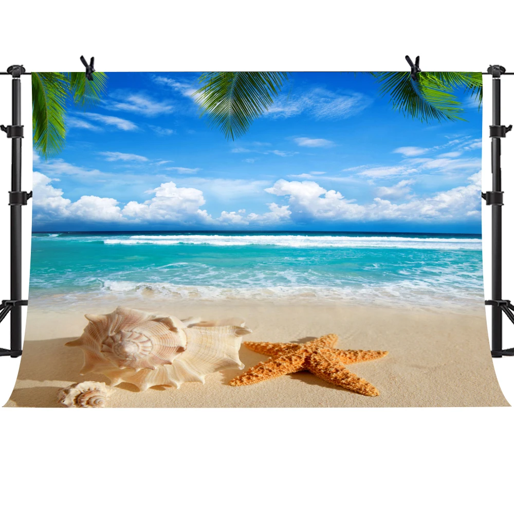 

Blue Beach Background MME 10x7Ft Shellfish Starfish Children Photography Seamless Vinyl Video Studio Photo Backdrop ME484