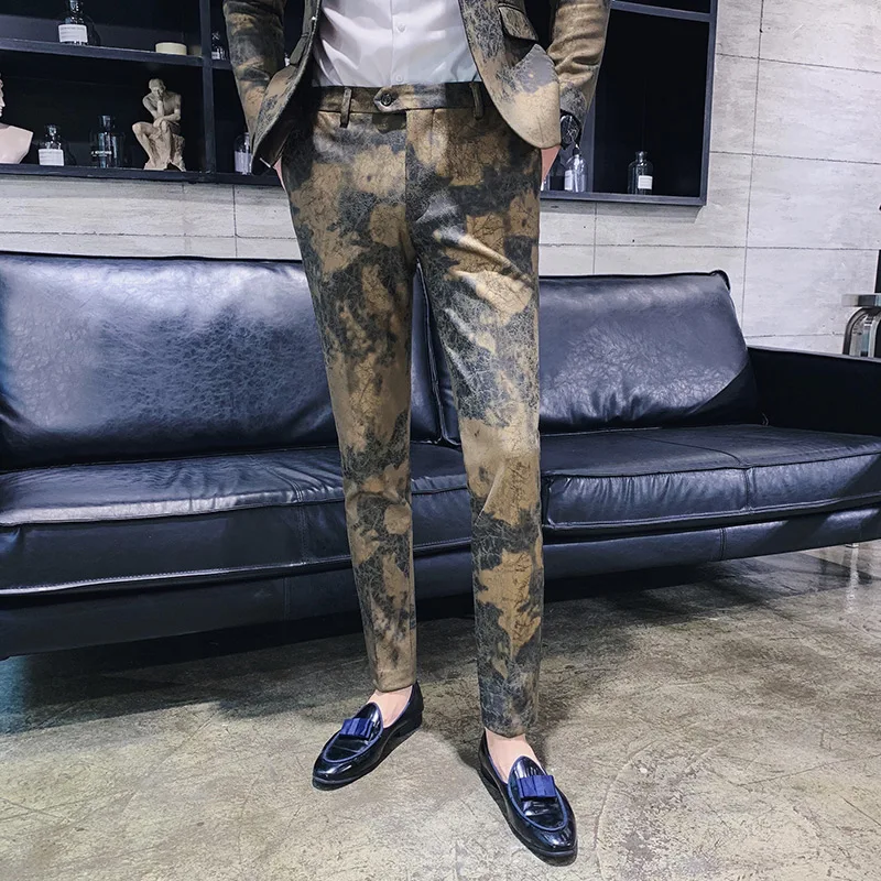 Dress Pants For Men Formal Pants PU Leather Mens Suit