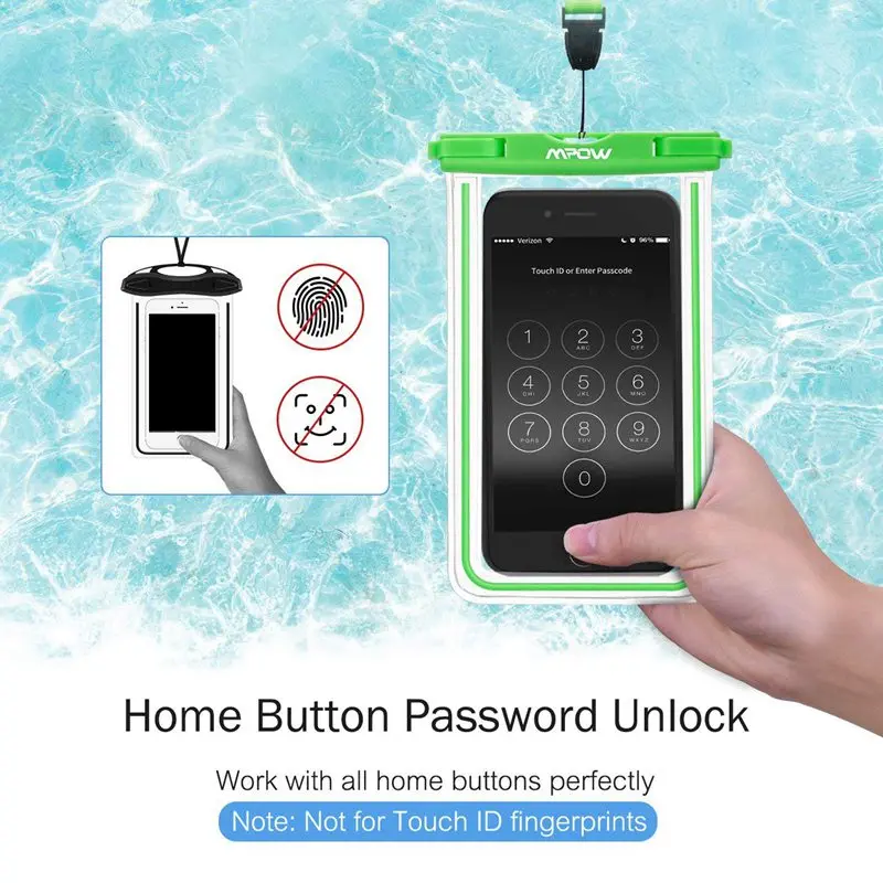 Mpow Universal Waterproof Phone Pouch Case IPX8 Cellphone Bag with Wrist Strap for iPhone X XS 8 8S 7 6 6inch Phone Diving bag   (13)