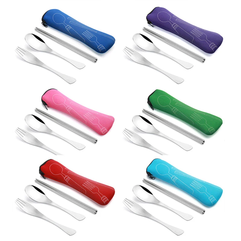 Outdoor Camping Picnic Spoon Tableware 3 Pcs/Set Stainless Steel Fork