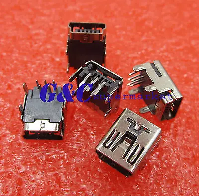 

10Pcs Mini USB Type B Female Socket 5 Pin Right Angle DIP Jack Connector