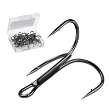 Donql agudos gancho de pesca conjunto 10/20 pçs super afiada aço carbono farpado ganchos carpa triplo ganchos pesca acessórios ferramentas