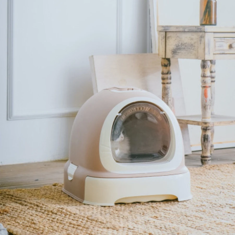 

Portable Cat Litter Box Enclosed Plastic Pets Toilet Waterproof Anti Splash Bedding Doormat Detachable Bedpan Small Medium Pet