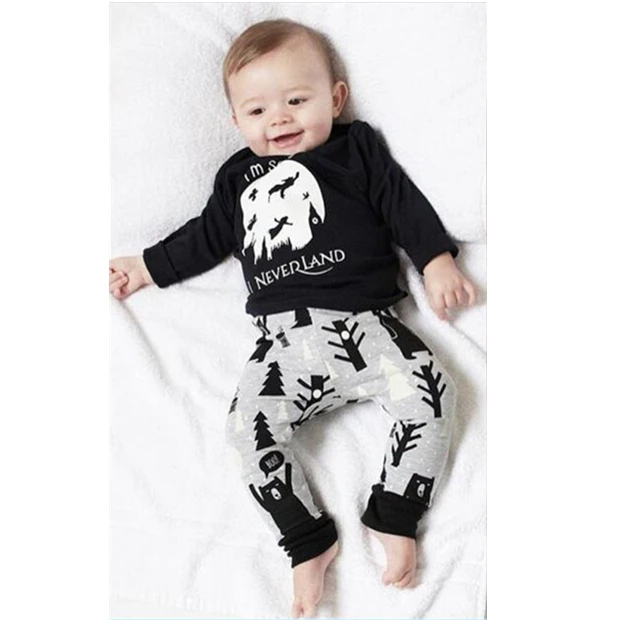 

Autumn baby boy clothes set fashion cotton long-sleeved black t-shirt + pants newborn baby boys clothing infant 2pcs suit