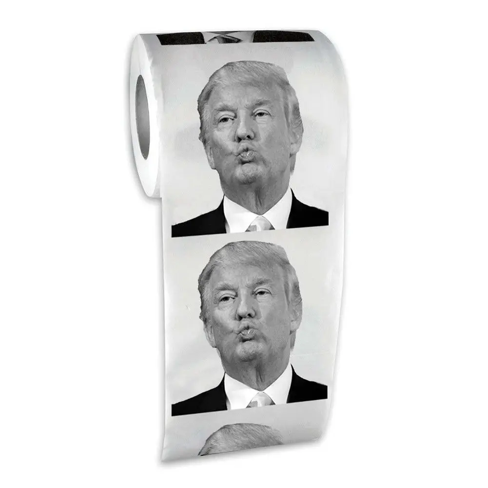 Дональд Трамп туалетная бумага рулон мягкий принт кляп ткань идеальный подарок Шуточный розыгрыш творческий рулон бумаги Трамп рот каракули печатные