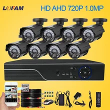 LOFAM 8CH CCTV система 1080N DVR с 8x720 P 1500TVL наружная камера видеонаблюдения система камер домашней безопасности 8CH DVR комплект