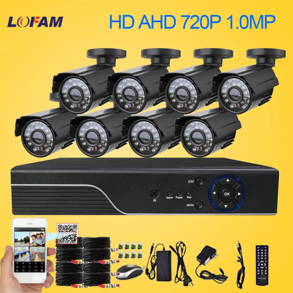LOFAM 8CH система видеонаблюдения 1080N DVR с 8x720P 1500TVL наружная камера стандартная Kit|dvr