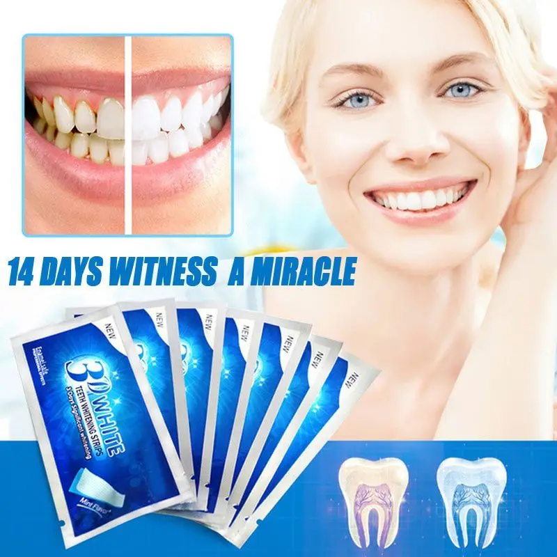 

14Pcs/7Pair 3D White Gel Teeth Whitening Strips Tooth Dental kit Oral Hygiene Care Strip for false Teeth Veneers Dentist seks