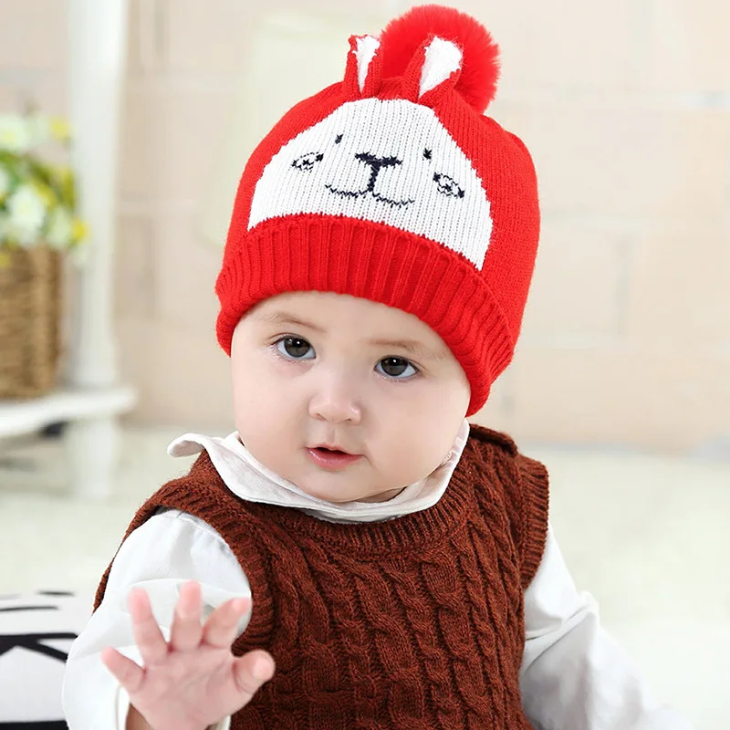 Вязаный для новорожденных шляпа для маленьких девочек и мальчиков, очаровательные зимние шапки для девочек, теплые толстые шапки, Детские шапочки, детская шапка для 0-6 месяцев, GH663